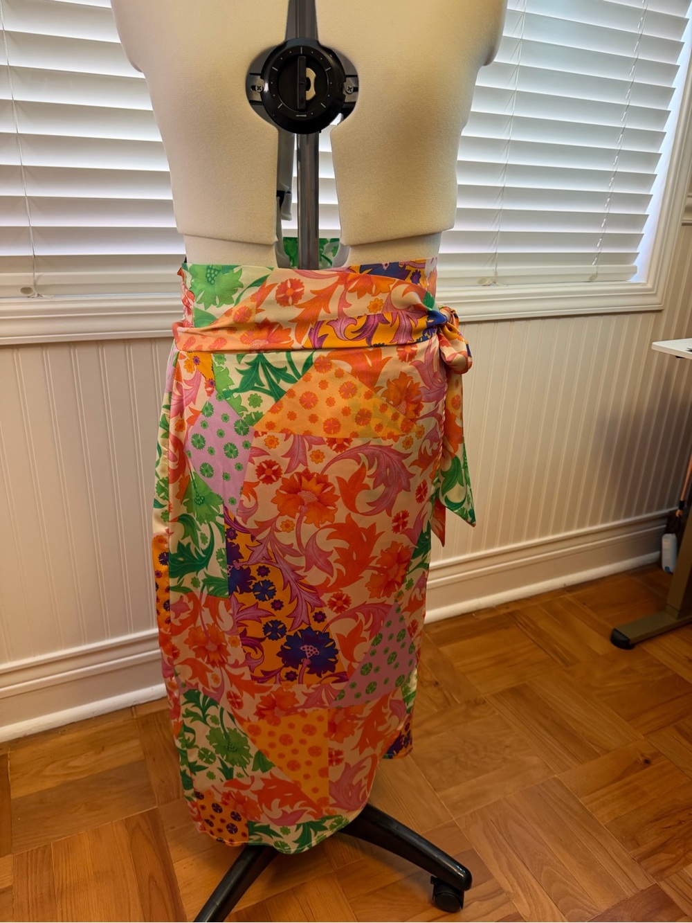 Petite Floral Patchwork Print Wrap Skirt - Multicolor